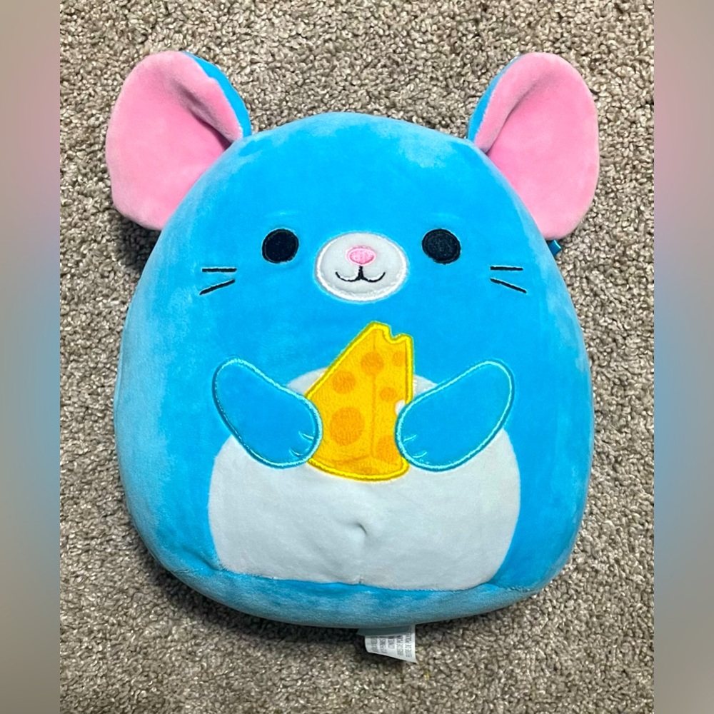 Squishmallows Squaz the blue mouse with cheese plush stuffed 8 inch